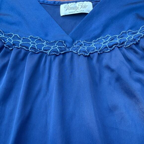 Vanity Fair Nightgown Women's Medium Navy Blue Vintage - Picture 7 of 7